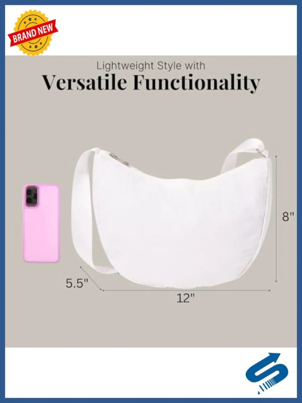 Lightweight Nylon Crossbody Bag with Adjustable Strap and Phone Pocket
